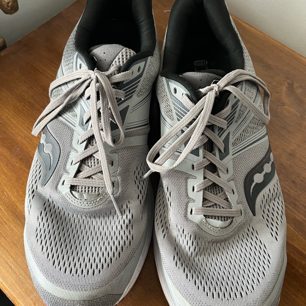Gray and White Running Shoes
